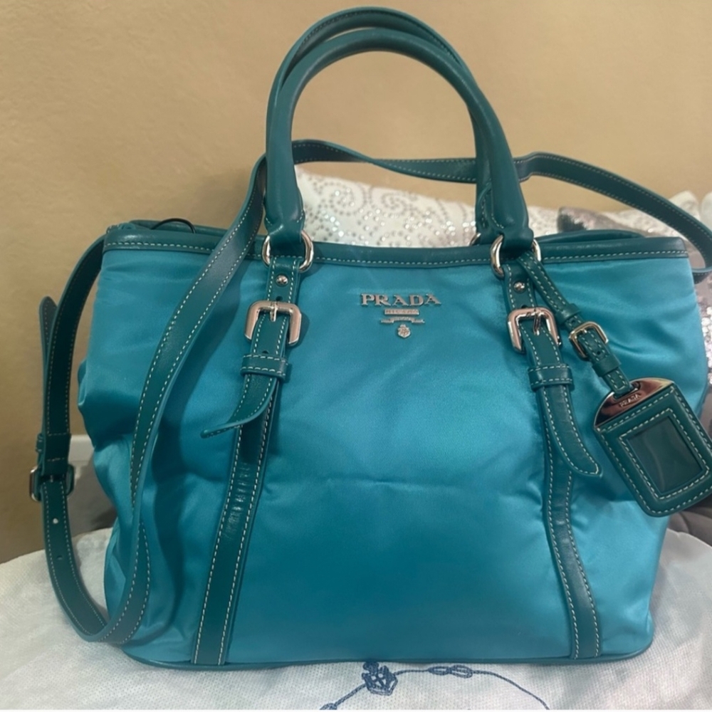 Prada Turquoise Tote Bag